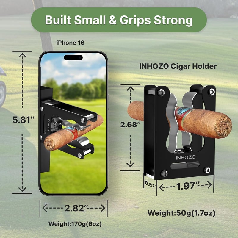 INHOZO Magnetic Cigar Holder for Golf Cart – Ultimate Golf Accessory for Cigar Lovers, Sturdy Aluminum Alloy and No Scratch Design,Secure Hold Without Falling,Cigar Accessories & Gift for Men – Black - Image 5
